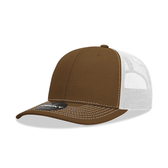 Decky 6031 6 Panel Mid Profile Structured Contra-Stitch Trucker-Brown/White