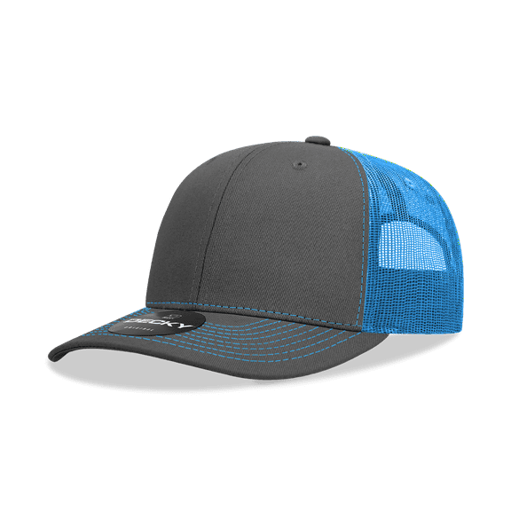 Decky 6031 6 Panel Mid Profile Structured Contra-Stitch Trucker-Charcoal/SKY