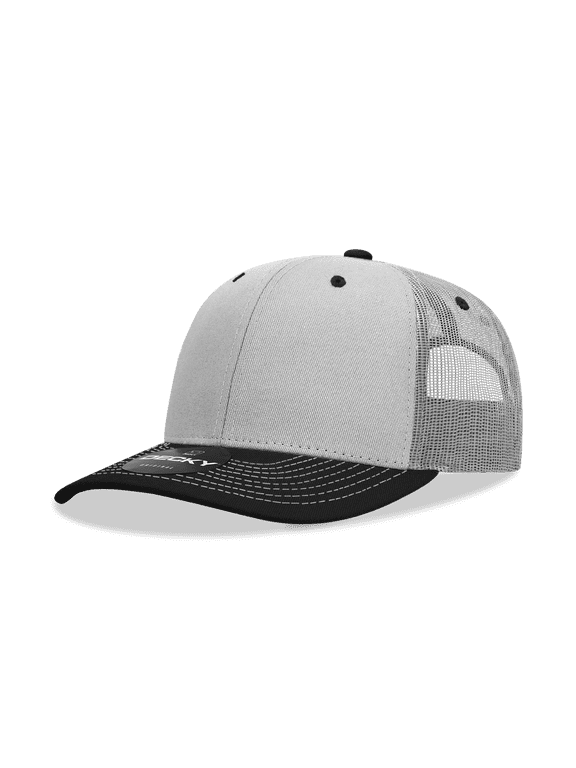 6031 6 Panel Mid Profile Structured Contra-Stitch Trucker-Gray/Black