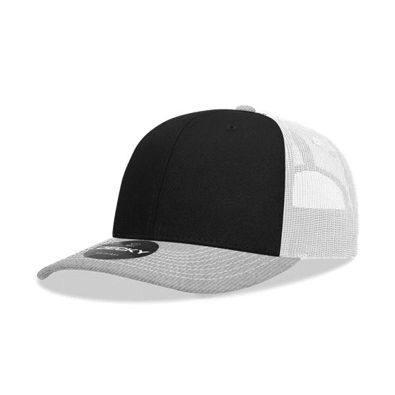 Decky 6031 6 Panel Mid Profile Structured Contra-Stitch Trucker-Heather Grey/Black/White