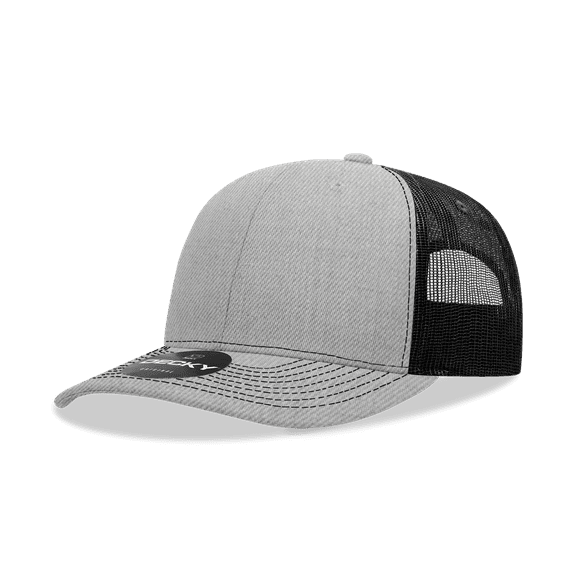 Decky 6031 6 Panel Mid Profile Structured Contra-Stitch Trucker-Heather Grey/Black