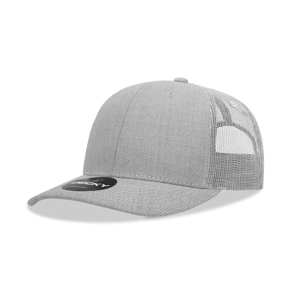 Decky 6031 6 Panel Mid Profile Structured Contra-Stitch Trucker-Heather Grey/Lgy