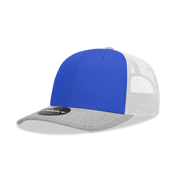 Decky 6031 6 Panel Mid Profile Structured Contra-Stitch Trucker-Heather Grey/Royal/White