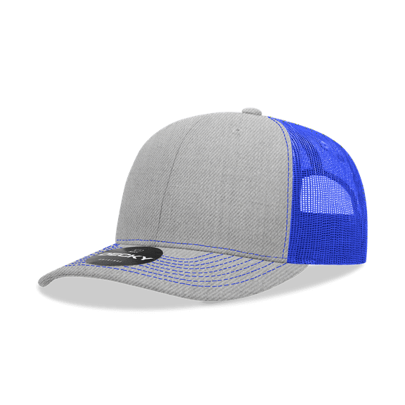 Decky 6031 6 Panel Mid Profile Structured Contra-Stitch Trucker-Heather Grey/Royal