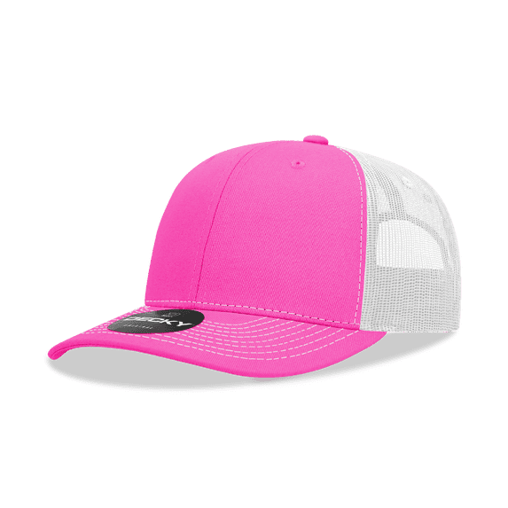 Decky 6031 6 Panel Mid Profile Structured Contra-Stitch Trucker-Hot Pink/White