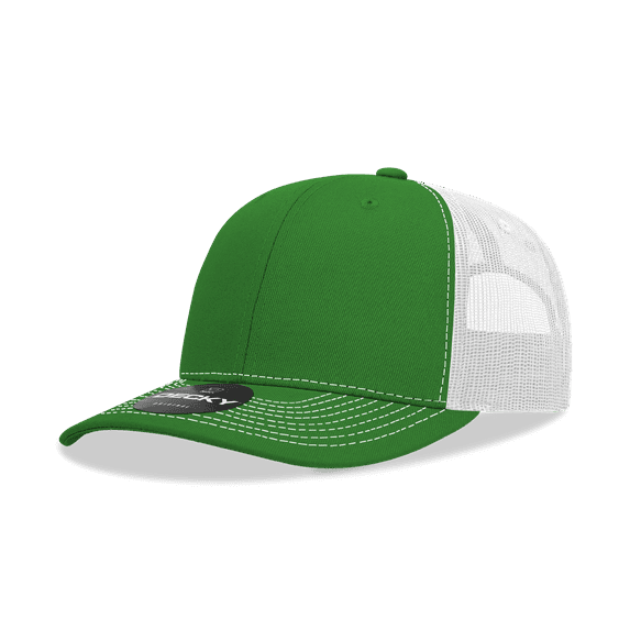 Decky 6031 6 Panel Mid Profile Structured Contra-Stitch Trucker-Kelly/White