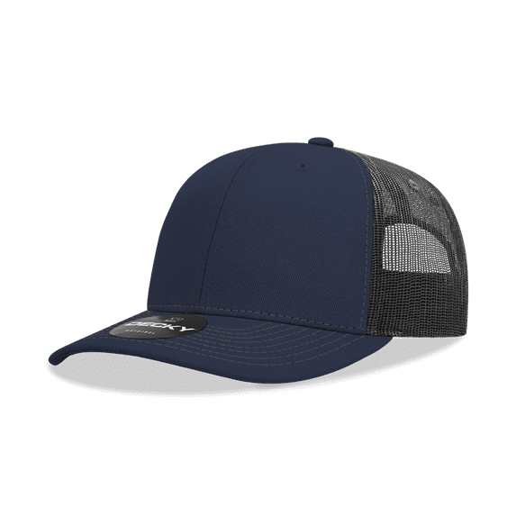 Decky 6031 6 Panel Mid Profile Structured Contra-Stitch Trucker-Navy/Charcoal