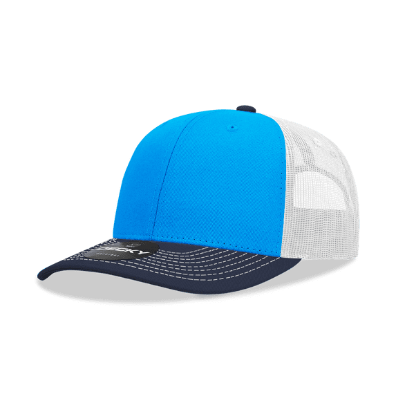 Decky 6031 6 Panel Mid Profile Structured Contra-Stitch Trucker-Navy/Sky/White