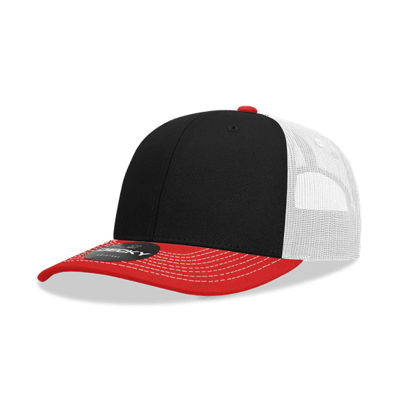 Decky 6031 6 Panel Mid Profile Structured Contra-Stitch Trucker-Red/Black/White
