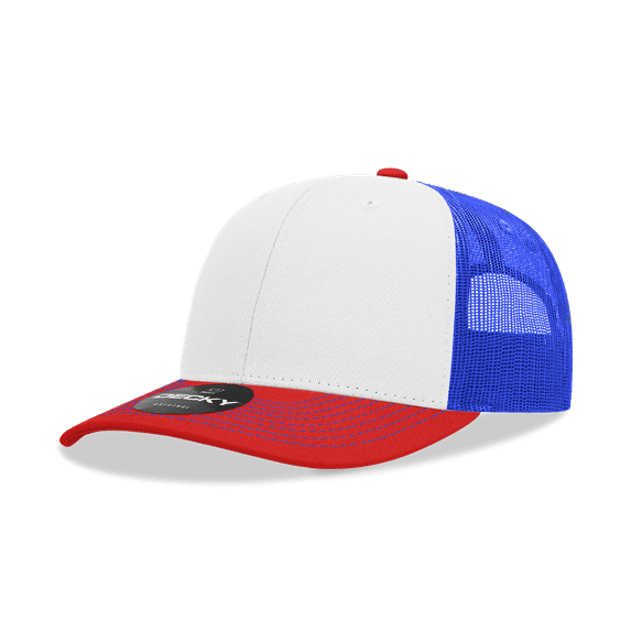 Decky 6031 6 Panel Mid Profile Structured Contra-Stitch Trucker-RED/WHITE/ROYAL