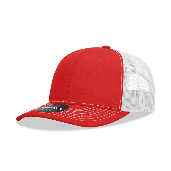 Decky 6031 6 Panel Mid Profile Structured Contra-Stitch Trucker-Red/White
