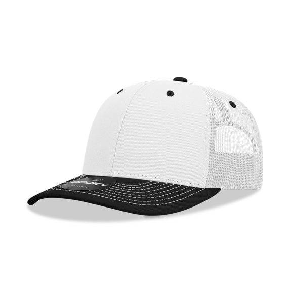 Decky 6031 6 Panel Mid Profile Structured Contra-Stitch Trucker-White/Black