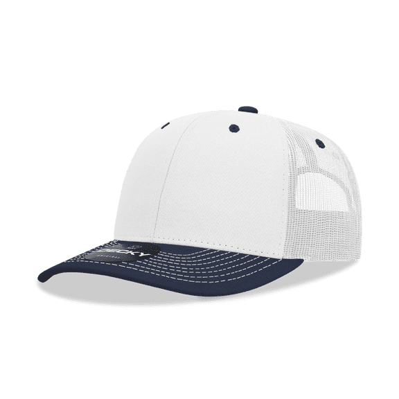 Decky 6031 6 Panel Mid Profile Structured Contra-Stitch Trucker-White/Navy