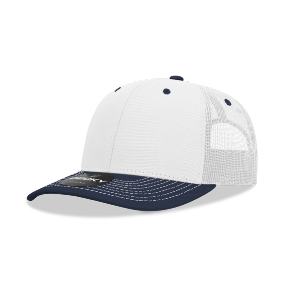 Decky 6031 6 Panel Mid Profile Structured Contra-Stitch Trucker-White/Navy