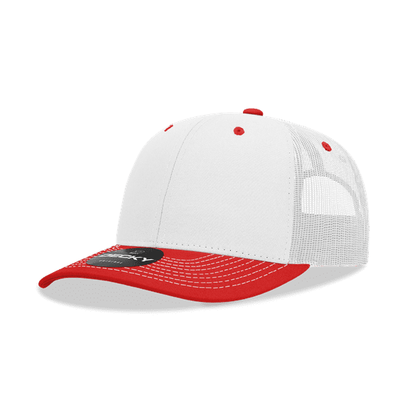 Decky 6031 6 Panel Mid Profile Structured Contra-Stitch Trucker-White/Red
