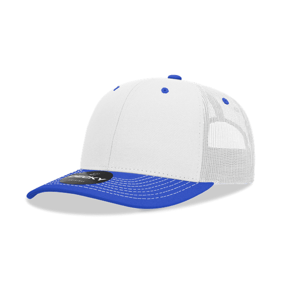 Decky 6031 6 Panel Mid Profile Structured Contra-Stitch Trucker-White/Royal