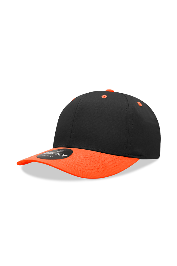 6022 6 Panel Mid Profile Structured Cotton Blend Cap-Black/Orange