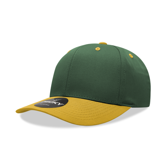 Decky 6022 6 Panel Mid Profile Structured Cotton Blend Cap-Forest/Gold