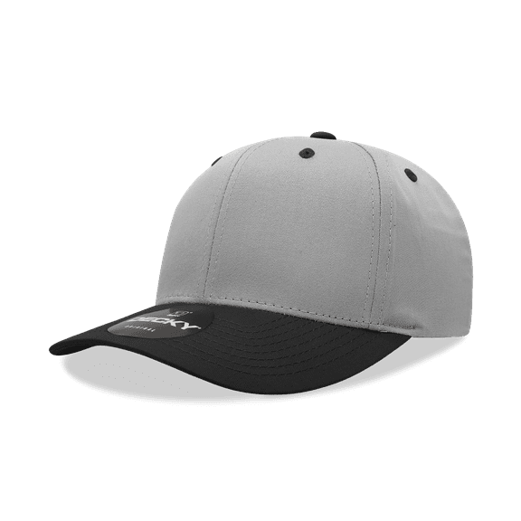 Decky 6022 6 Panel Mid Profile Structured Cotton Blend Cap-Grey/Black