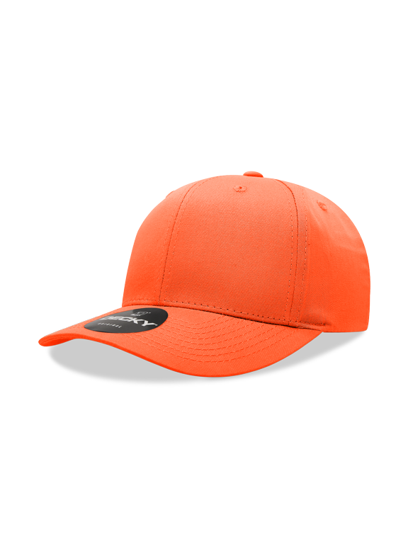 6022 6 Panel Mid Profile Structured Cotton Blend Cap-Orange
