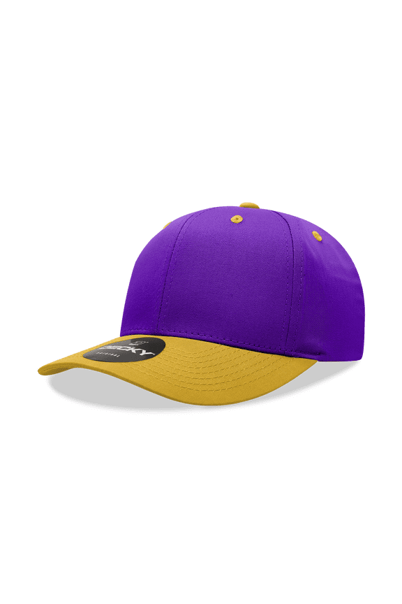 6022 6 Panel Mid Profile Structured Cotton Blend Cap-Purple/Gold