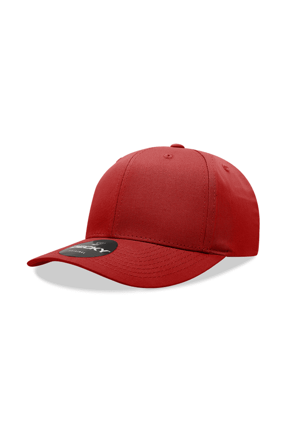 6022 6 Panel Mid Profile Structured Cotton Blend Cap-Red