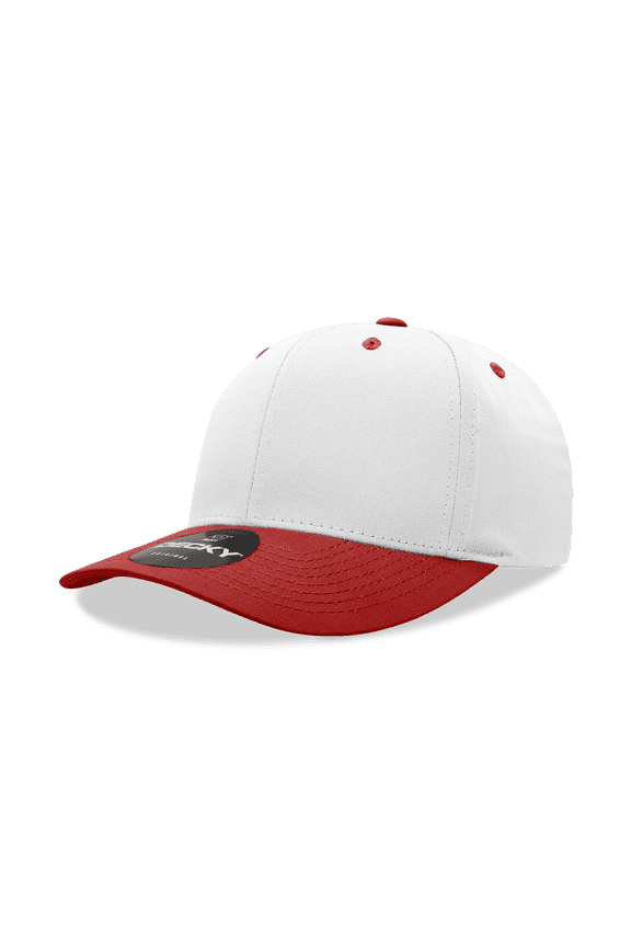 6022 6 Panel Mid Profile Structured Cotton Blend Cap-White/Red