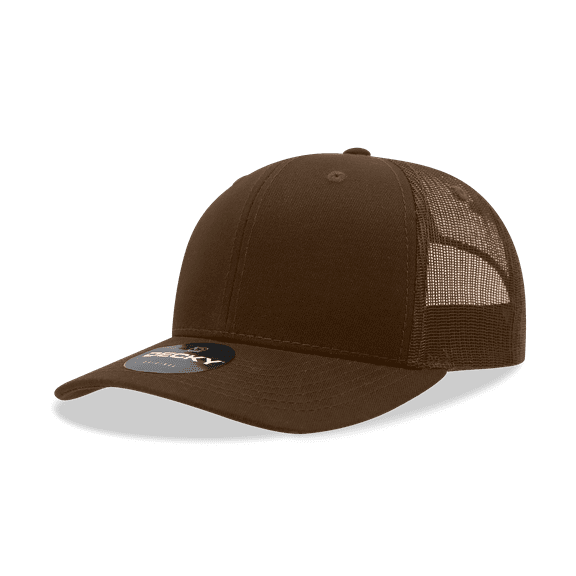 Decky 6021 6 Panel Mid Profile Structured Cotton Blend Trucker-Brown