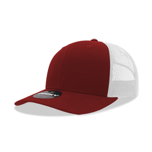 Decky 6021 6 Panel Mid Profile Structured Cotton Blend Trucker-Cardinal/White