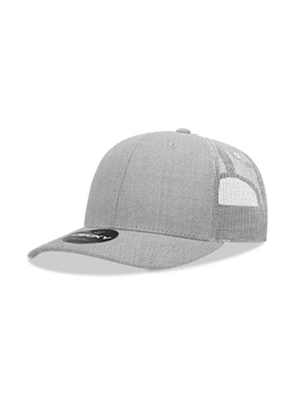 6021 6 Panel Mid Profile Structured Cotton Blend Trucker-Heather Grey/L.Grey