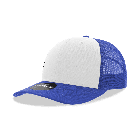 Decky 6021 6 Panel Mid Profile Structured Cotton Blend Trucker-Royal/White/Royal