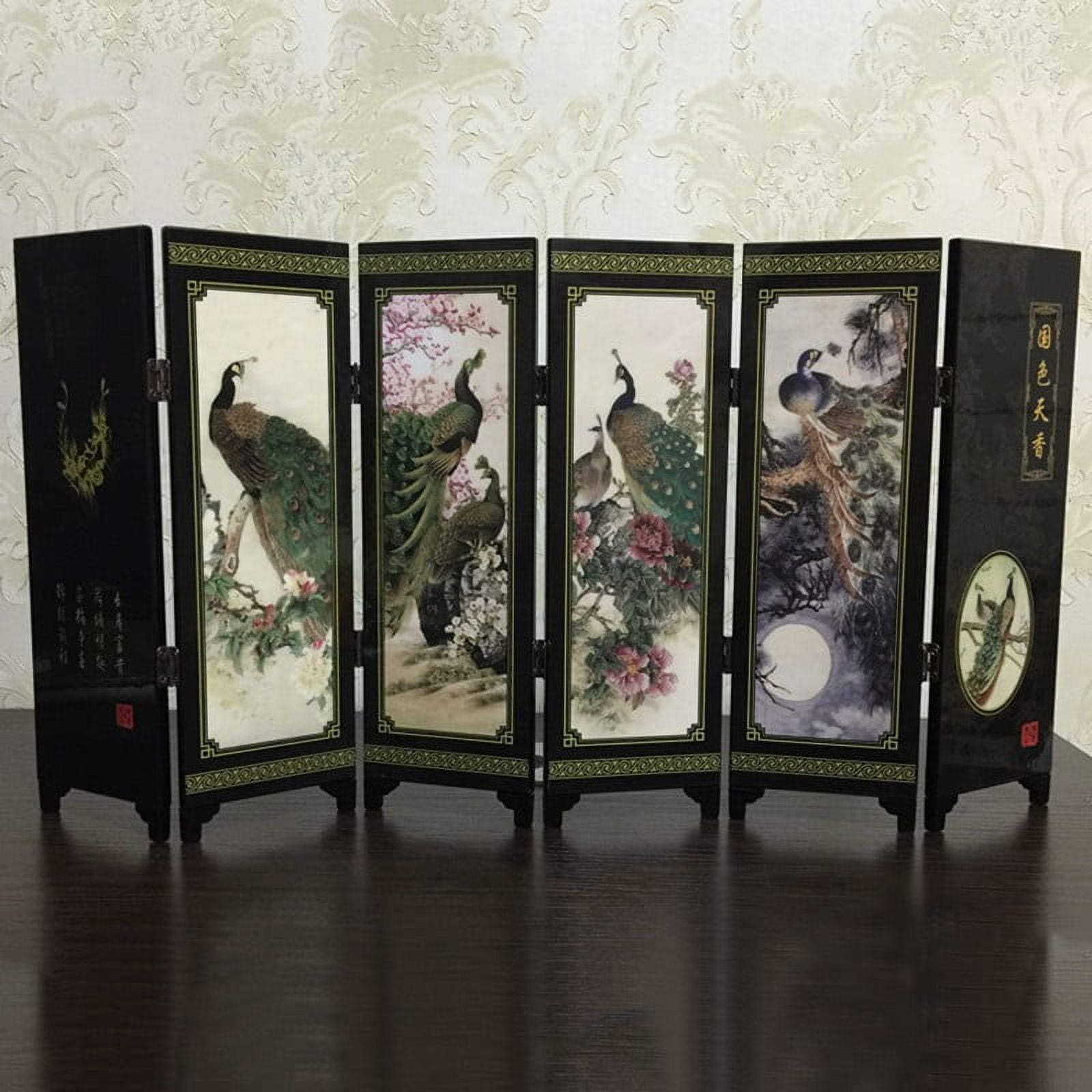 6-Panel Mini Flower Screen Room Divider Wood Folding Partition Business Multifunctional 48 X 24 X 0.6cm