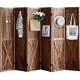 thumbnail image 1 of 6 Panel Pegboard Room Divider, 5.6Ft Pegboard Display Folding Privacy Screens, Wood Room Divider Peg Board Display Freestanding for Trade Show Craft Show Home Wall Organizer, Brown, 1 of 18