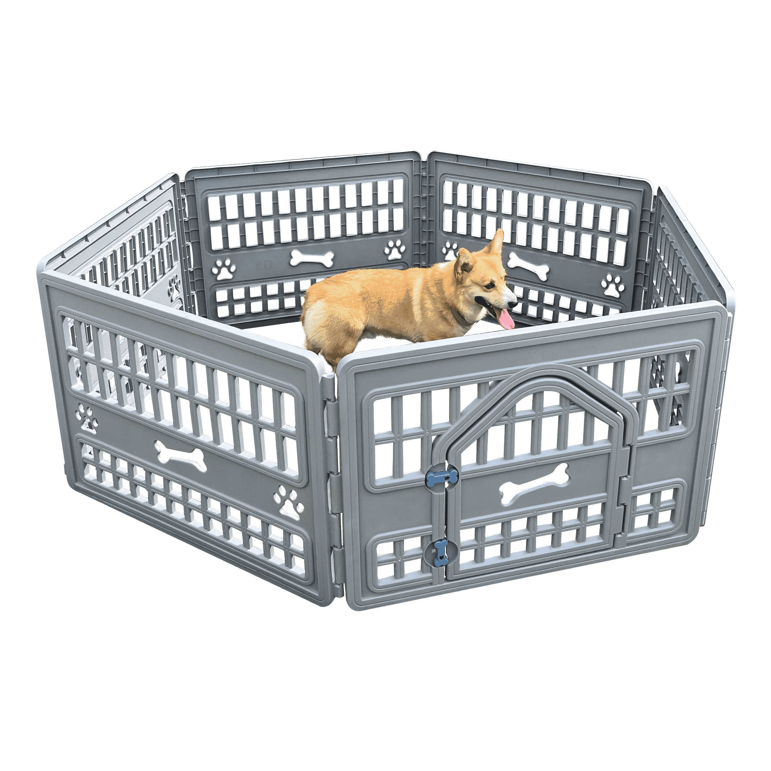 6-Panel Pet Playpen for Dogs & Cats - Indoor/Outdoor Safety Gate with Door, Portable Metal Puppy Fence - Easy to Clean & Assemble, Secure Kennel for Small Animals