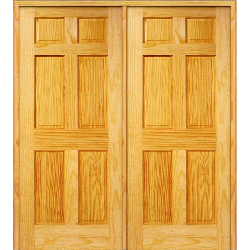 6-Panel Pine 62" x 81.75" Right Hand Interior Double Door Active ...