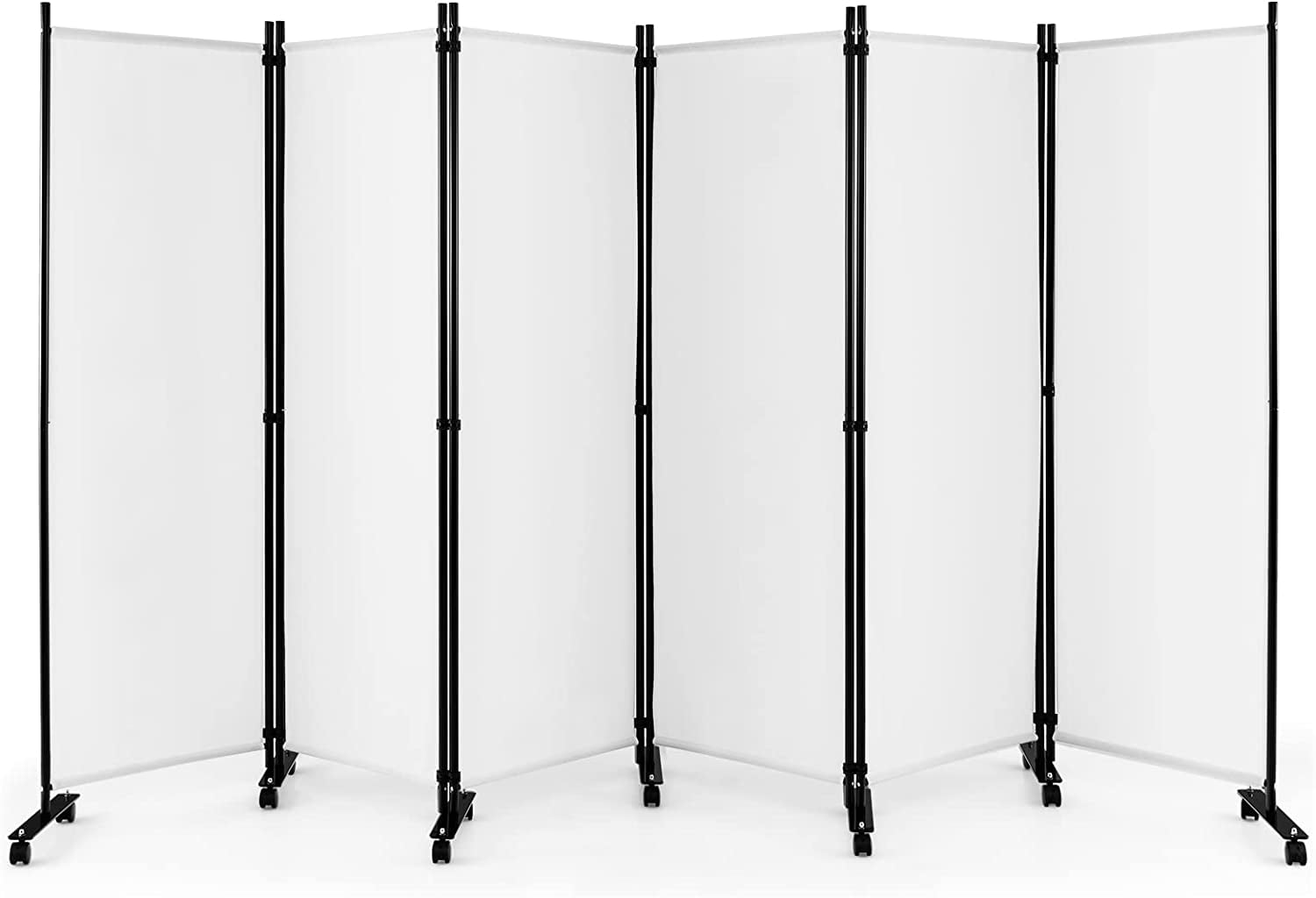 6 Panel Room Divider, 5.6Ft Tall Folding Privacy Screen with Wheels ...
