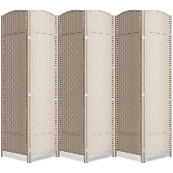 6 Panel Room Divider,6Ft Folding Privacy Screen,Tall - Extra Wide Foldable Panel Partition Wall Divider with Diamond Double-Weaved Hand-Woven Design Room Screen Divider