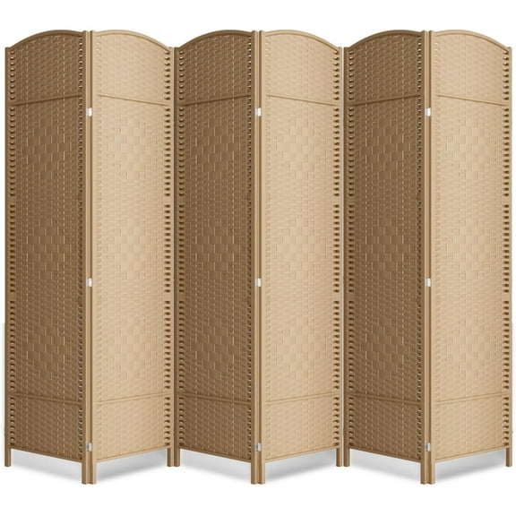 6 Panel Room Divider,6Ft Folding Privacy Screen,Tall - Extra Wide Foldable Panel Partition Wall Divider with Diamond Double-Weaved Hand-Woven Design Room Screen Divider