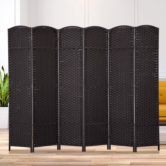 6 Panel Room Divider Folding Privacy Screen 5.57 FT Tall Partition Room Separator   Freestanding Wall Divider, Brown