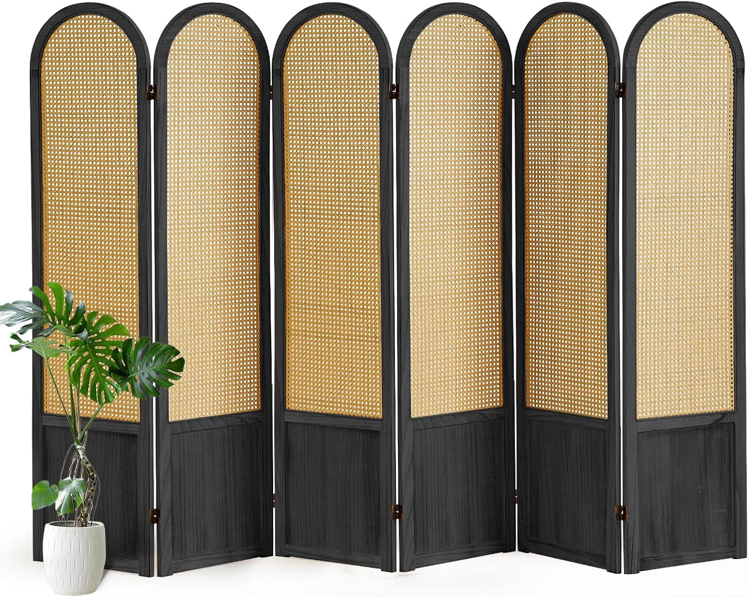 Pfoldable Divider 6 Panel Room Divider and Folding Privacy Screen, 5.6 Ft Foldable Double ...