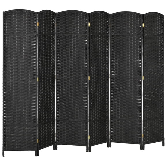 6 Panel Room Divider Privacy Screen, 5.6ft Tall Folding Partition for Home Office Bedroom Living Room, Black Freestanding Room Separator