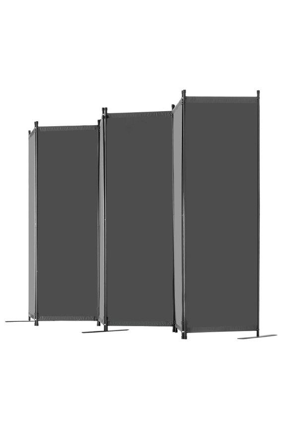 6-Panel Room Divider Privacy Screen - Freestanding Folding Partition with Panels, Portable Room Divider Suitable for Office, Bedroom, Living Room - Neutral Grey Tones, & Setup