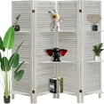 6 Panel Room Divider Wood Room Divider with Shelves 5.6Ft Portable Room