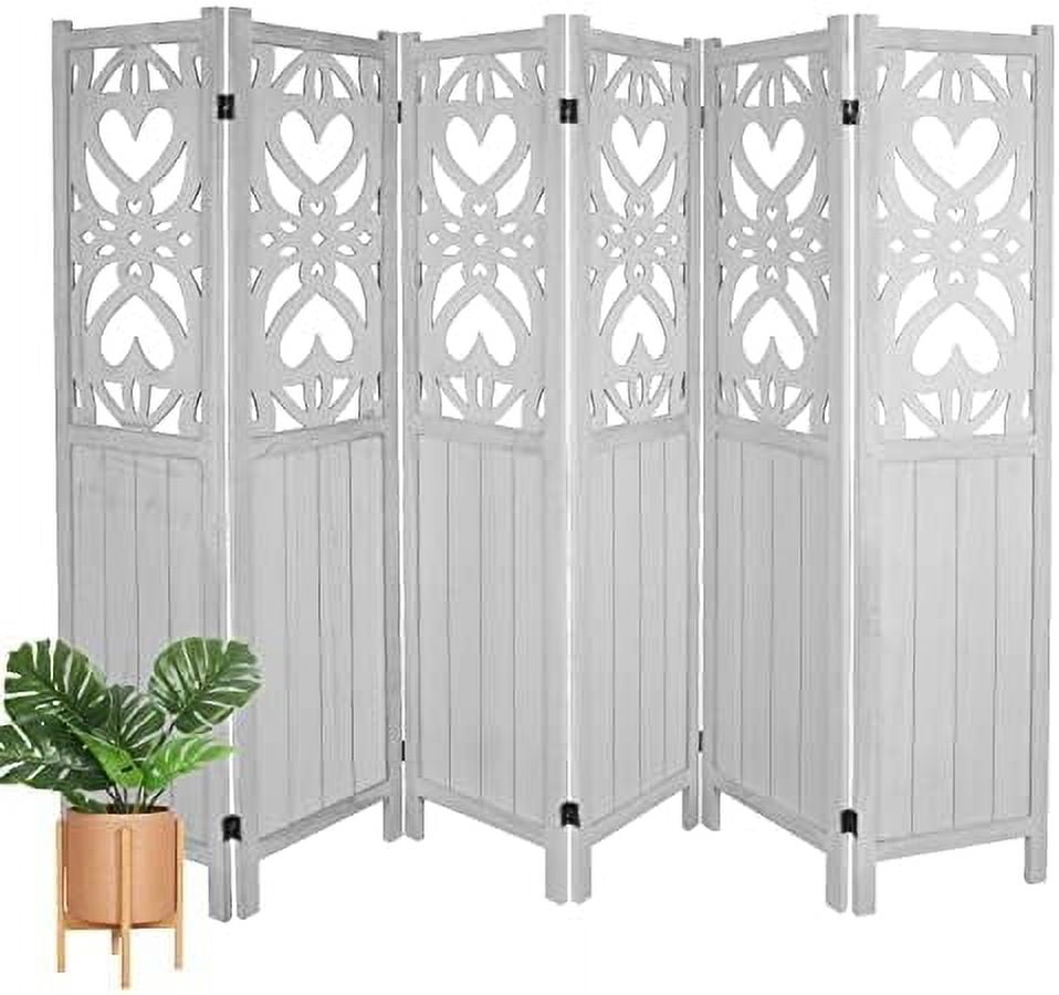 6 Panel Room Dividers 5.6Ft Home Carved Wood Room Divider Folding ...