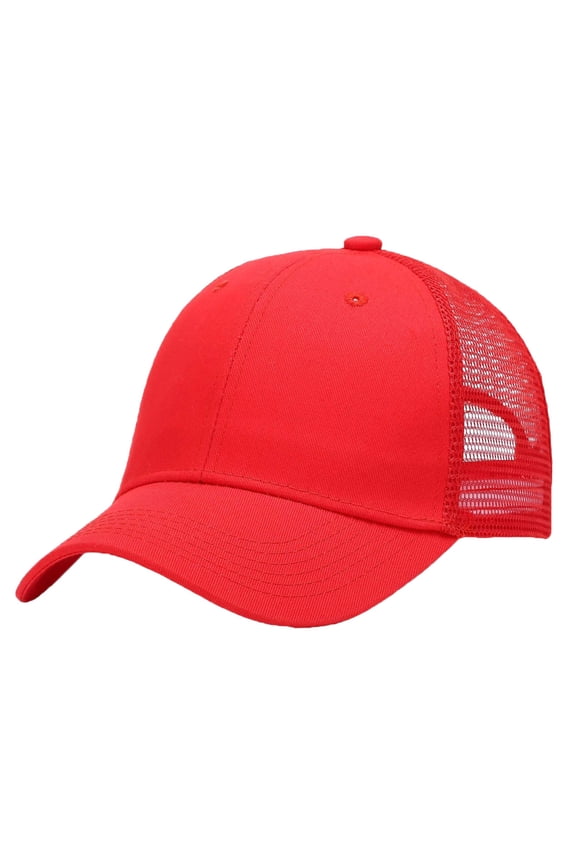 6 Panel Solid Plain Cotton Blend Mesh-Back Adjustable Velcro Unisex Light Weight Baseball trucker Cap Hat One Size Fits Most.
