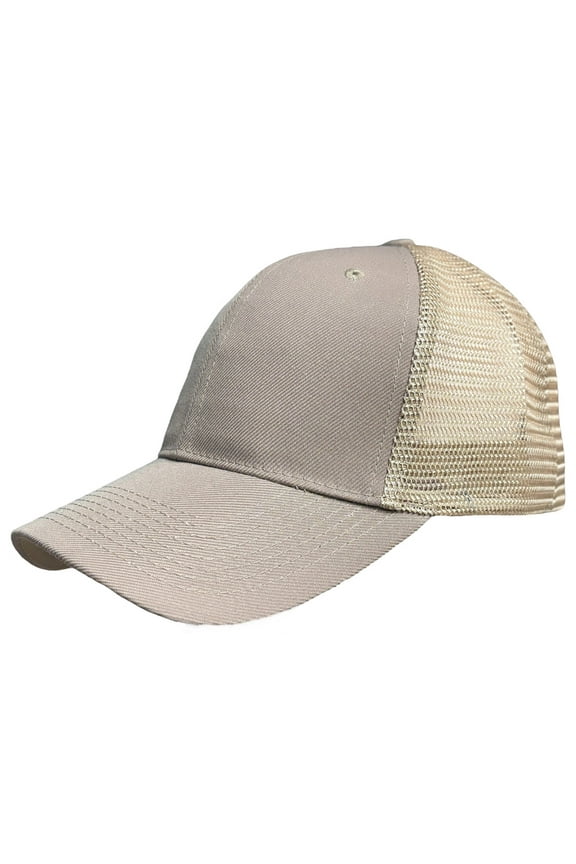 6 Panel Solid Plain Cotton Blend Mesh-Back Adjustable Velcro Unisex Light Weight Baseball trucker Cap Hat One Size Fits Most.