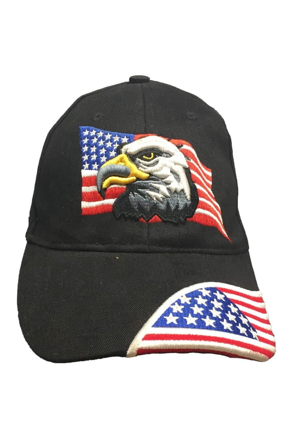 6 Panel USA Patriotic Eagle Adjustable Metal Snap Back Baseball trucker Cap Hat.