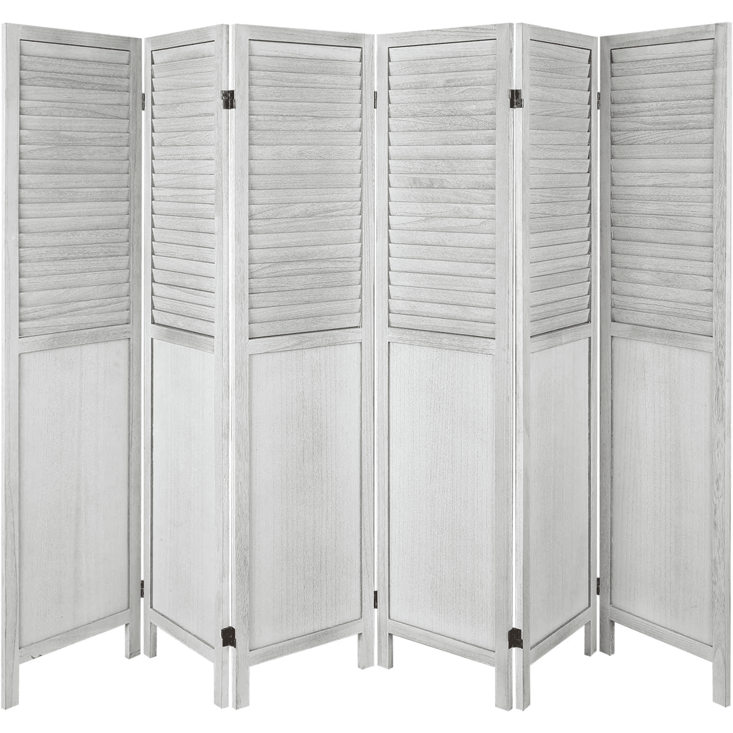 6 Panel Wood Room Divider Folding Privacy Screen 5.6FT Freestanding