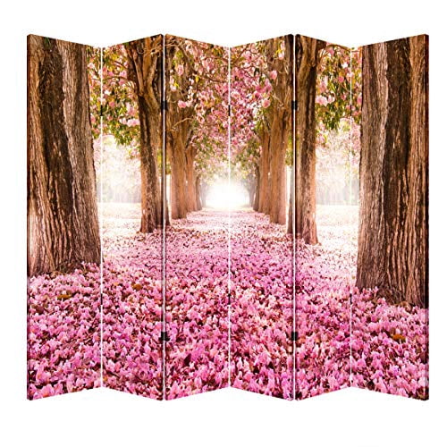 Pathway Partition 6 Panels Privacy Screen Room Divider Partition with Pink Pathway Canvas ...