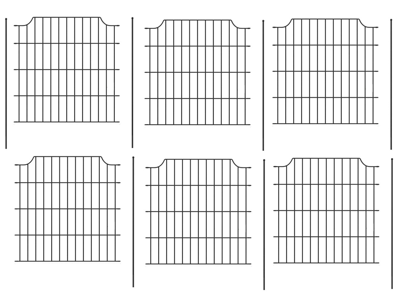 6 Panels of Rustproof Black Metal Decorative Garden Fence 28-in H X 28-in L
